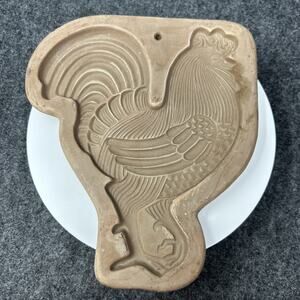 Vintage Hartstone Pottery Rooster Cookie Mold 8" Ceramic Farmhouse Wall Hanging